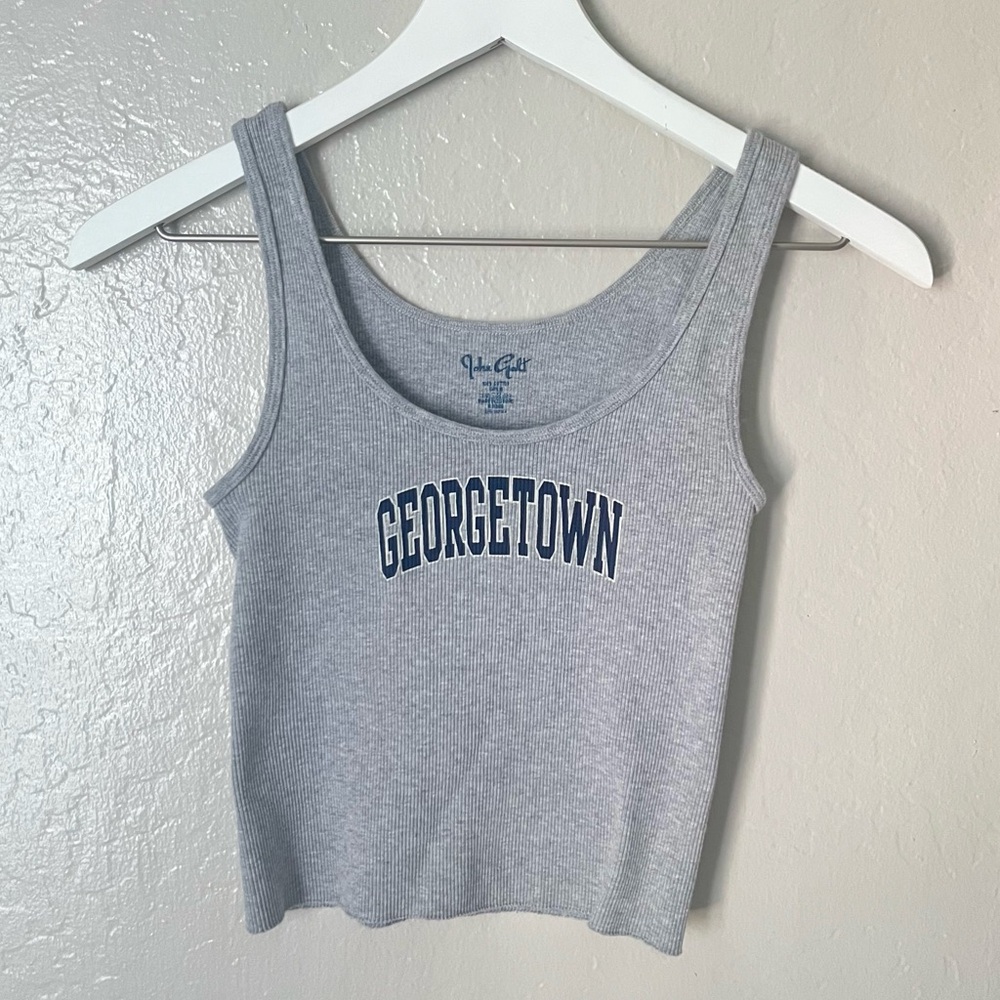 Brandy Melville Light Gray Ribbed Georgetown Crop Tank Top